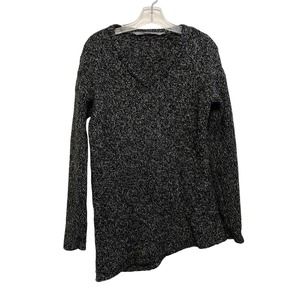 Athleta Wool Cashmere Sweater Size Small Black White Marled Asymmetrical Tunic‎